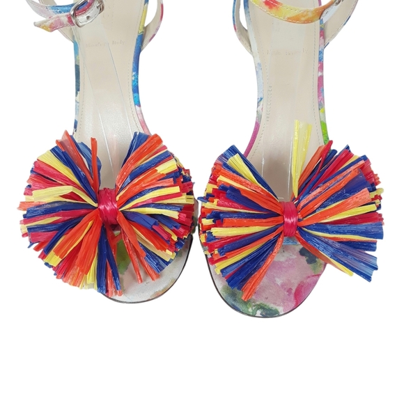 J.Crew Raffia Bow Strappy Sandal Heels Multi Color - Picture 4 of 7